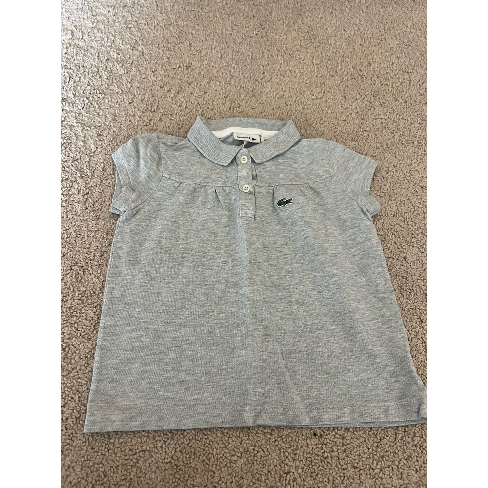 Lacoste Girls Gray‎ Heather Pique Polo Shirt Collared Short Sleeve Size 6